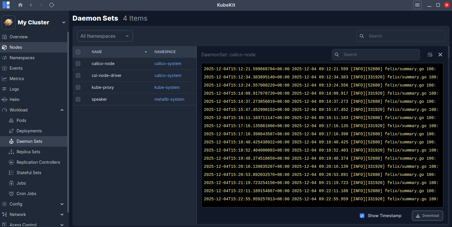 Daemon Set Logs List