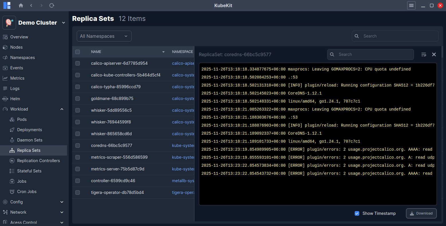 Replica Set Logs List